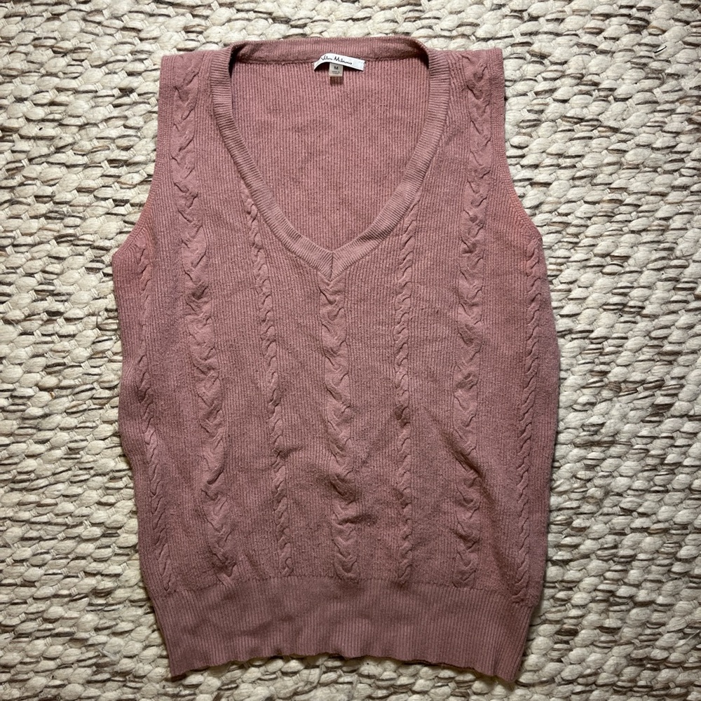 Milano Mauve V-Neck Cable Knit Sweater Vest